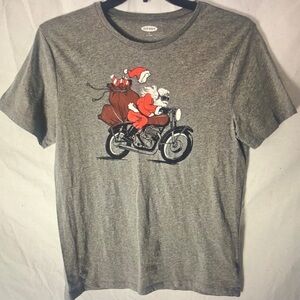 Old Navy Gray Santa Graphic Tee
